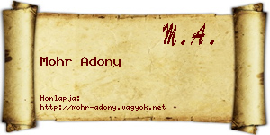 Mohr Adony névjegykártya
